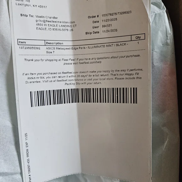 Brand New ASICS METASPEED PARIS W8.5/M7 ...NEVER WORN NEW IN BOX - Picture 5 of 5